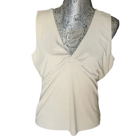 White House black‎ market women's cream sleeveless twist tank XL - Picture 2 of 8